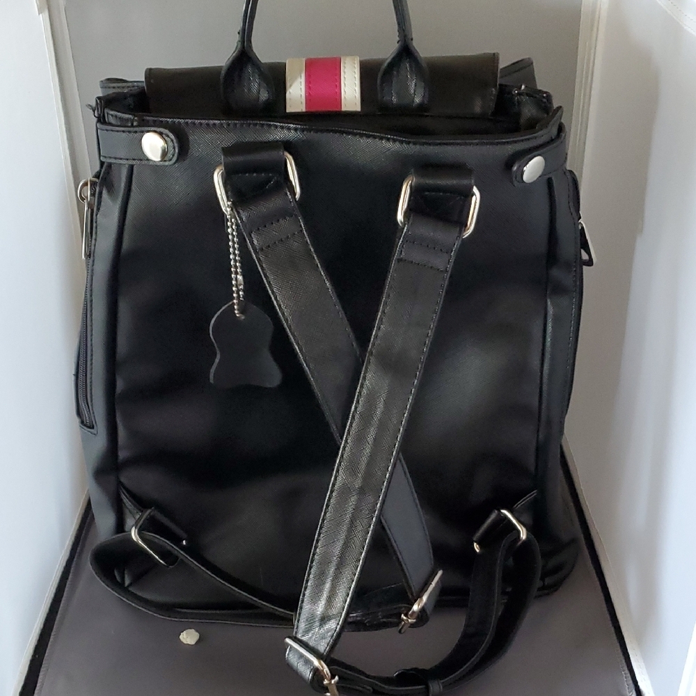 Court Couture Hampton Striped Black & Pink Women's Tennis Backpack - Picture 3 of 9